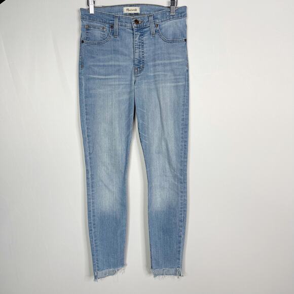 Madewell Womens 27 9" High Rise Skinny Jeans Light Wash Destructed Hem Edition - Picture 1 of 13